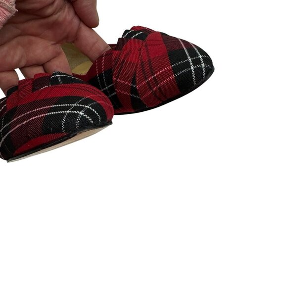 Talbots Tartan Red Plaid Ruffle Detail Pointed Toe Flats Women's Size 9 - Picture 5 of 10